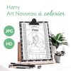 illustration à colorier - Harry Art Nouveau
