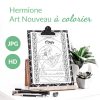illustration à colorier - Hermione Art Nouveau