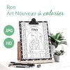 illustration à colorier - Ron Art Nouveau
